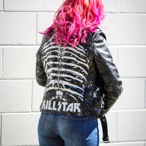 Killstar faux leather jacket skeleton - Picture 2 of 8